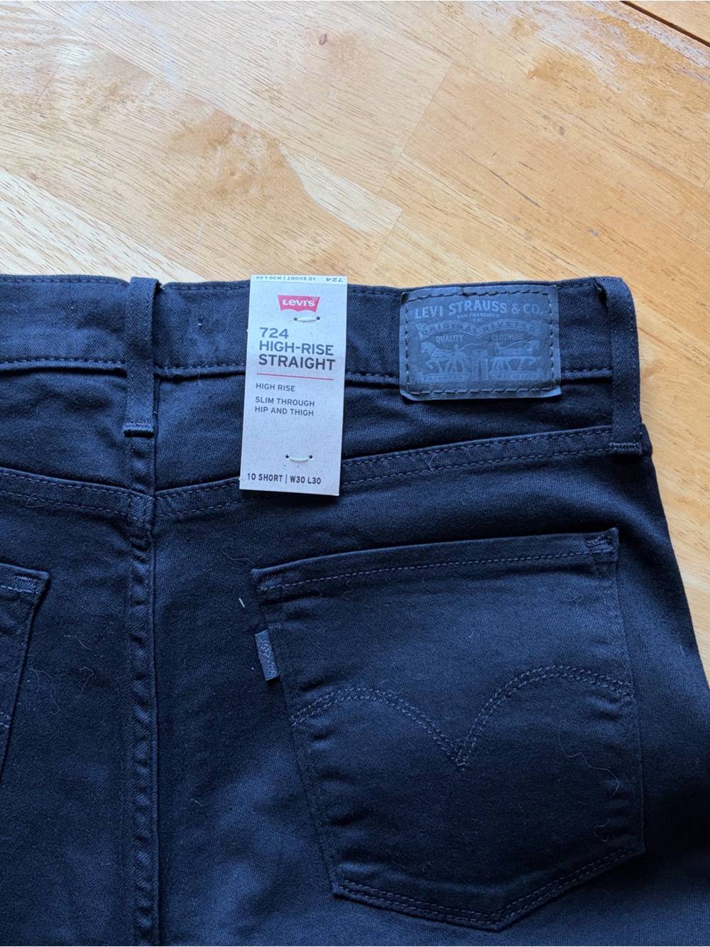 Levi's High Rise Straight Jeans - Black 30x 30 10 short